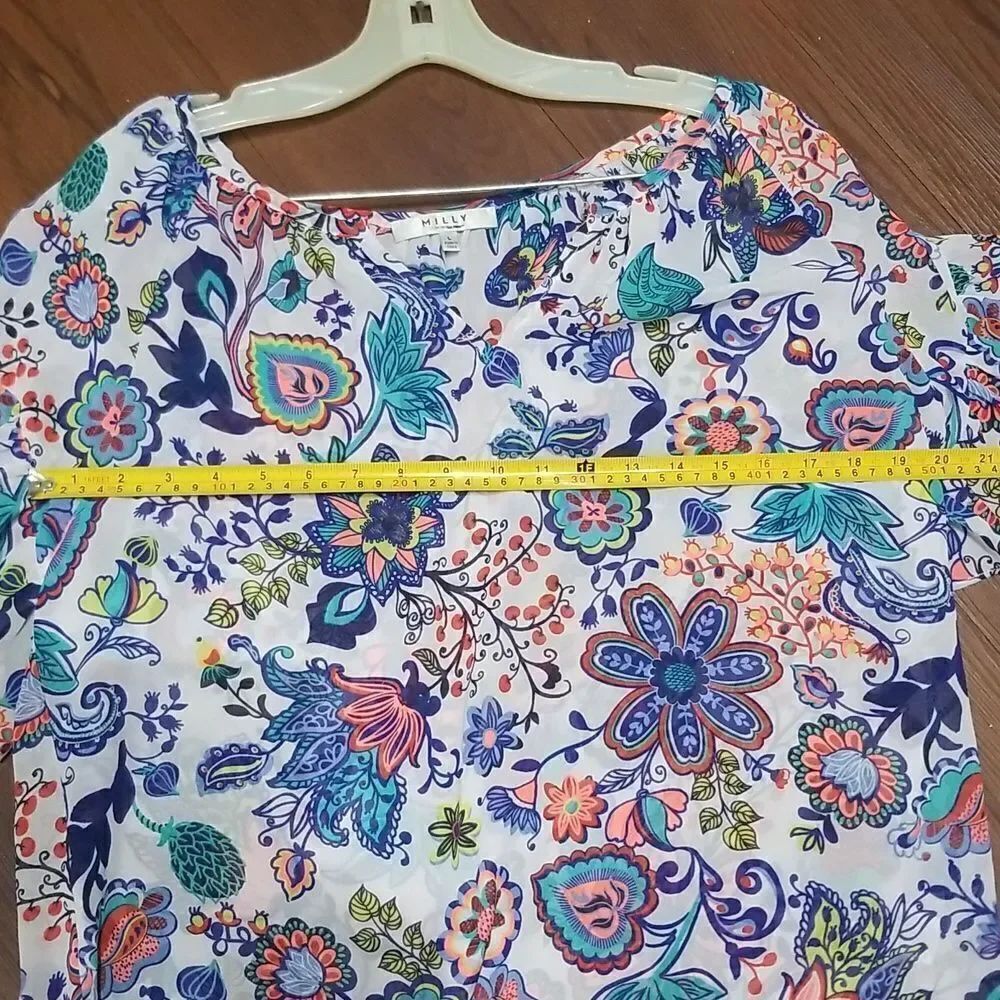 MILLY Floral Off-Shoulder Top and Skirt Set size Large - Picture 8 of 9
